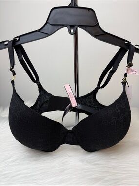 NWT VERY SEXY Icon by Victoria's Secret Push-Up Demi Bra Logo Lace Black